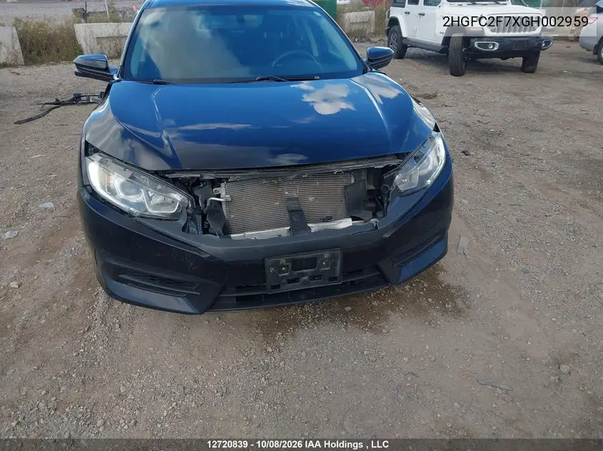 2016 HONDA CIVIC VIN 2HGFC2F7XGH002959 — фото 6