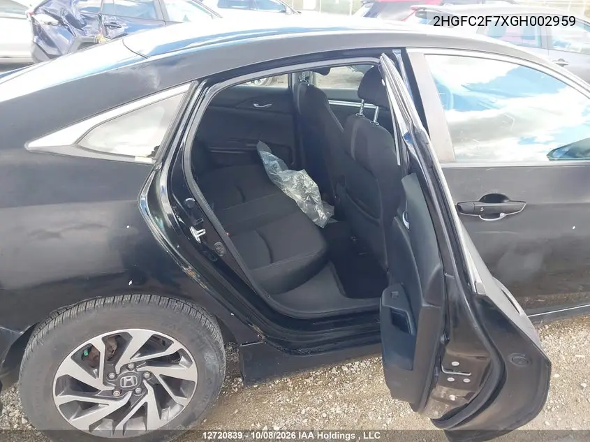 2016 HONDA CIVIC VIN 2HGFC2F7XGH002959 — фото 8