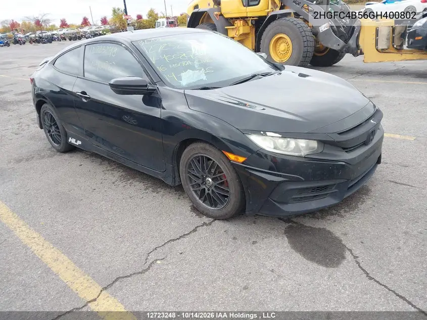 HONDA CIVIC 2016, VIN 2HGFC4B56GH400802