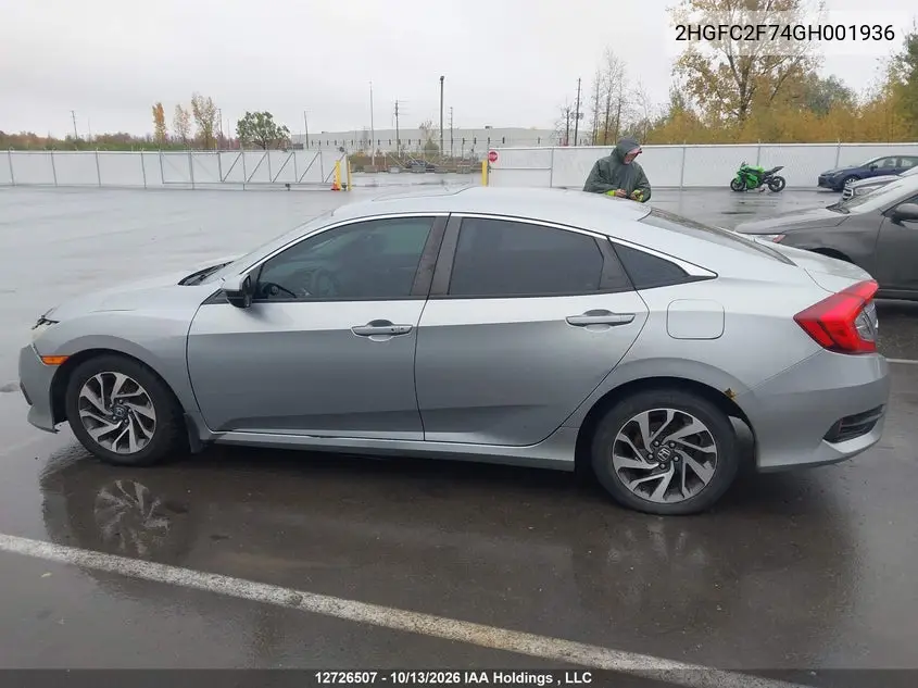 2016 HONDA CIVIC VIN 2HGFC2F74GH001936 — фото 15