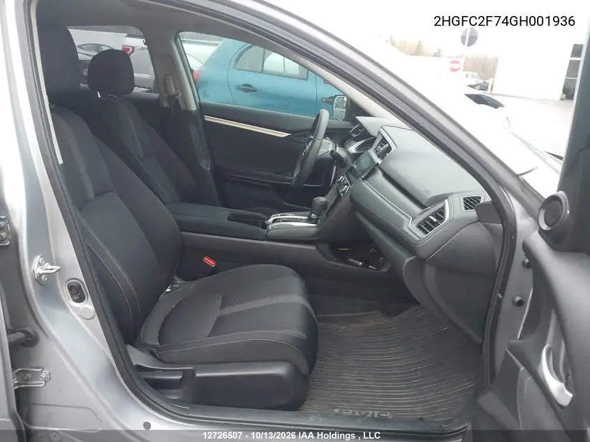 2016 HONDA CIVIC VIN 2HGFC2F74GH001936 — фото 5