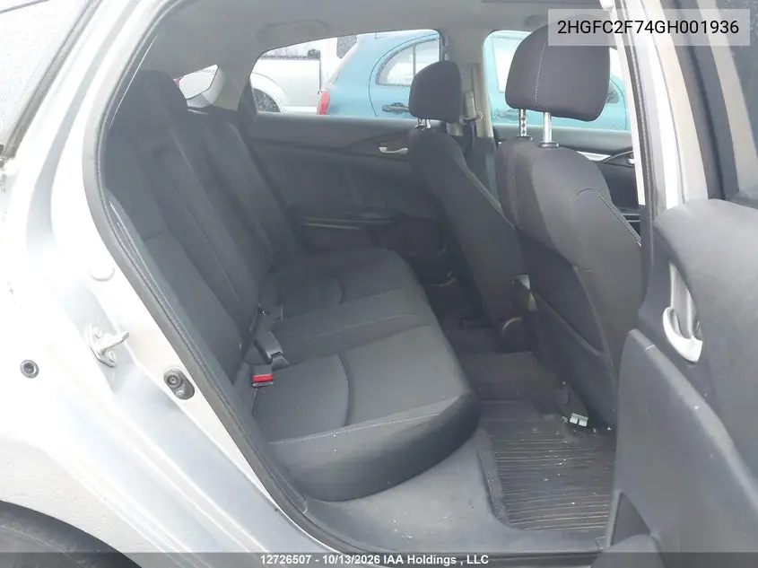 2016 HONDA CIVIC VIN 2HGFC2F74GH001936 — фото 8