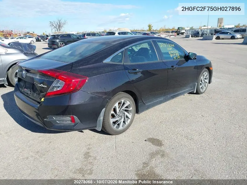 2016 HONDA CIVIC VIN 2HGFC2F75GH027896 — фото 4