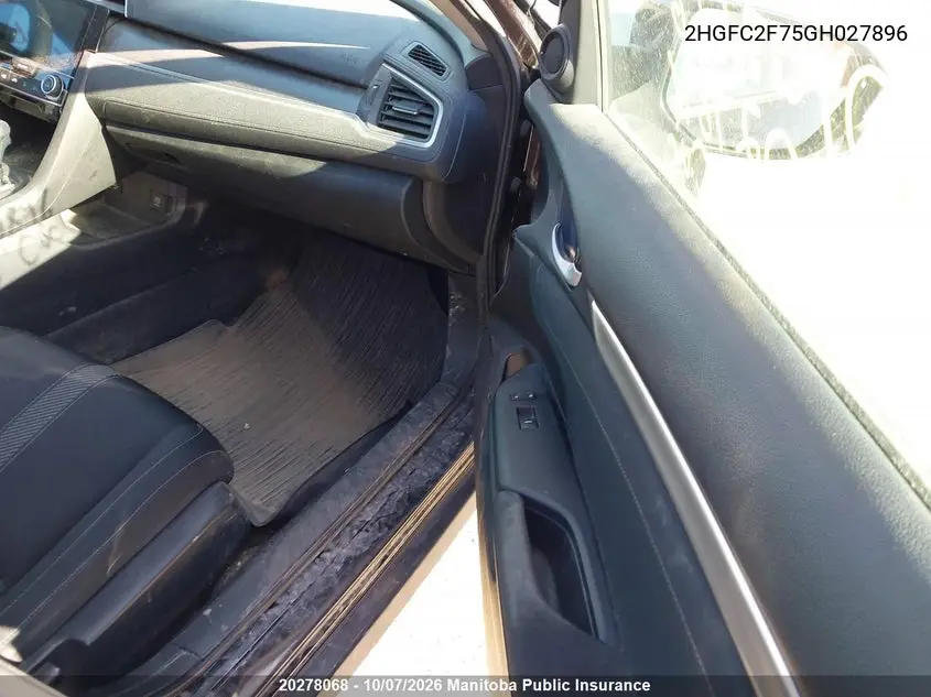 2016 HONDA CIVIC VIN 2HGFC2F75GH027896 — фото 5