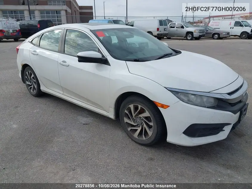 HONDA CIVIC 2016, VIN 2HGFC2F77GH009206