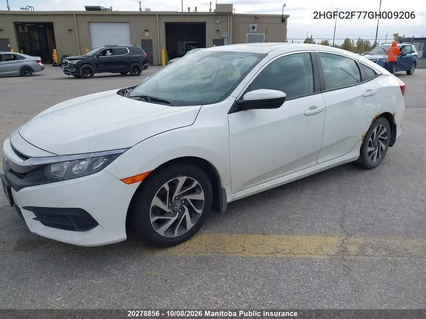 2016 HONDA CIVIC VIN 2HGFC2F77GH009206 — фото 2