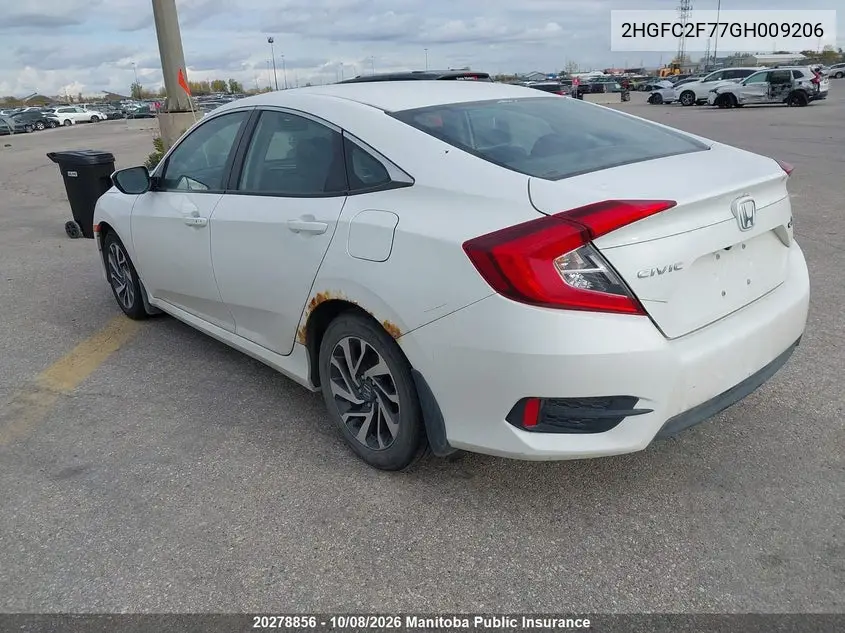 2016 HONDA CIVIC VIN 2HGFC2F77GH009206 — фото 3