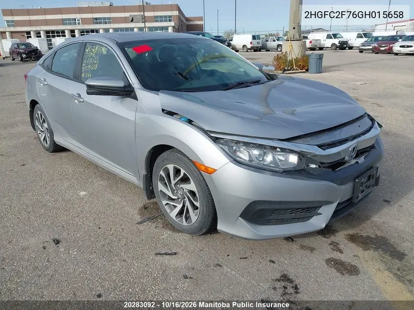HONDA CIVIC 2016, VIN 2HGFC2F76GH015658