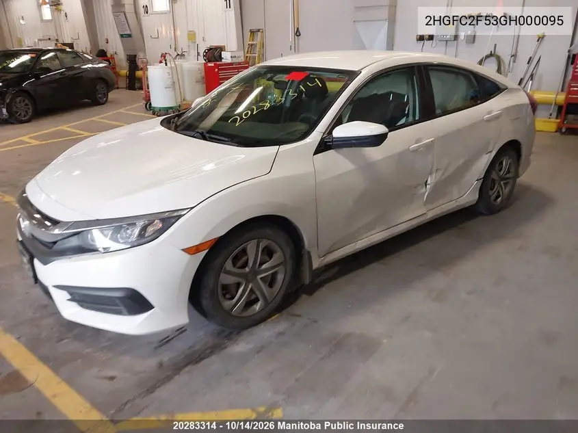 2016 HONDA CIVIC VIN 2HGFC2F53GH000095 — фото 2