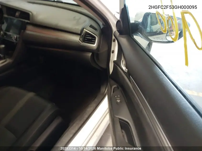 2016 HONDA CIVIC VIN 2HGFC2F53GH000095 — фото 5