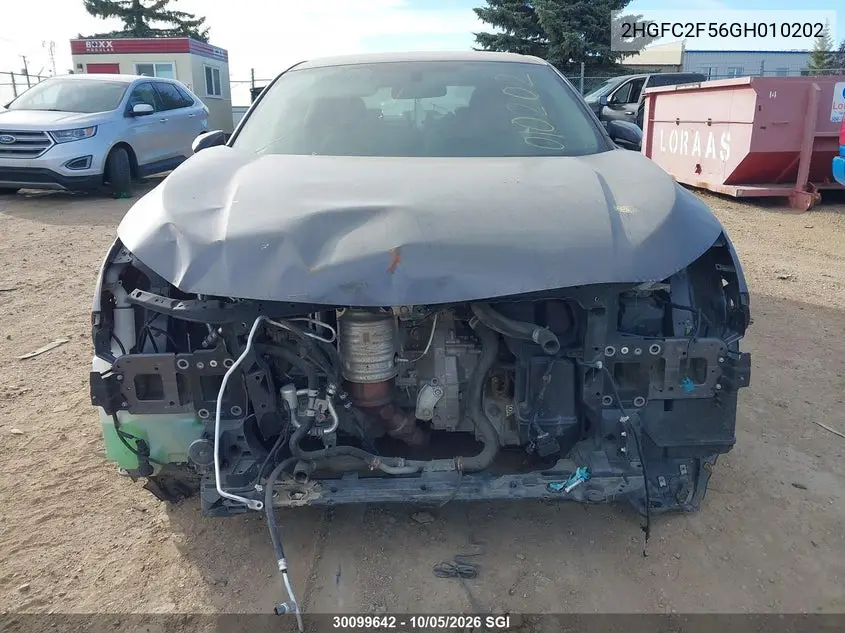 2016 HONDA CIVIC VIN 2HGFC2F56GH010202 — фото 12