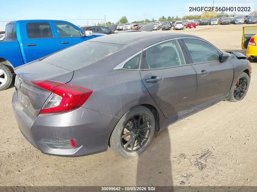 2016 HONDA CIVIC VIN 2HGFC2F56GH010202 — фото 4