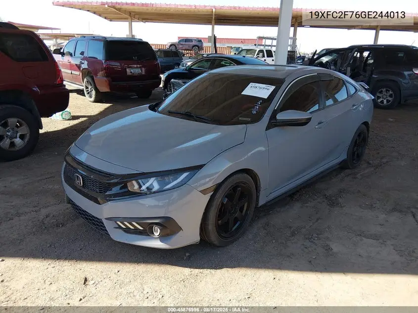 2016 HONDA CIVIC VIN 19XFC2F76GE244013 — фото 2