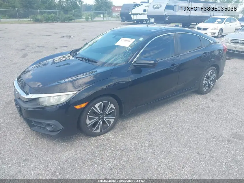 2016 HONDA CIVIC VIN 19XFC1F38GE035038 — фото 2