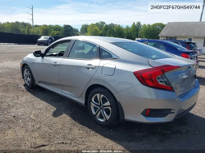 2016 HONDA CIVIC VIN 2HGFC2F67GH549744 — фото 3