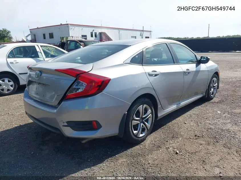 2016 HONDA CIVIC VIN 2HGFC2F67GH549744 — фото 4