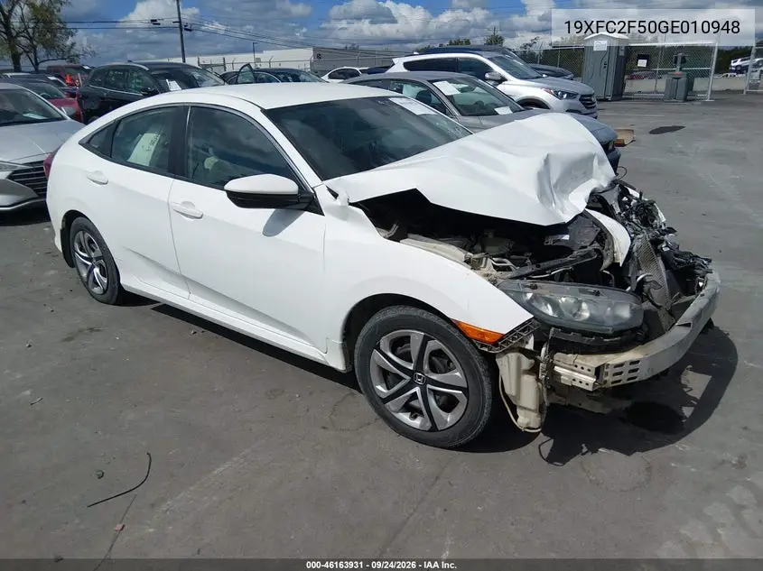 HONDA CIVIC 2016, VIN 19XFC2F50GE010948