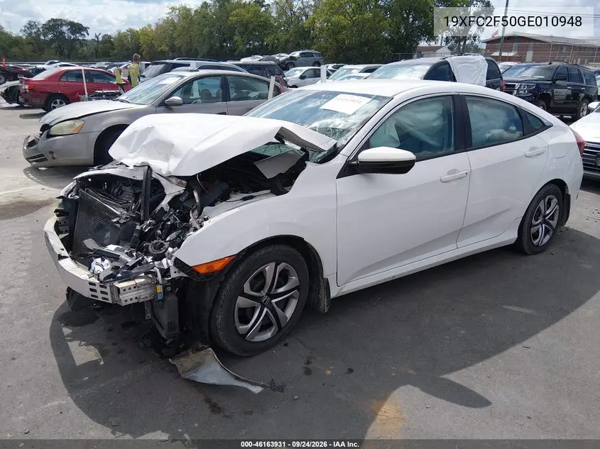 2016 HONDA CIVIC VIN 19XFC2F50GE010948 — фото 2