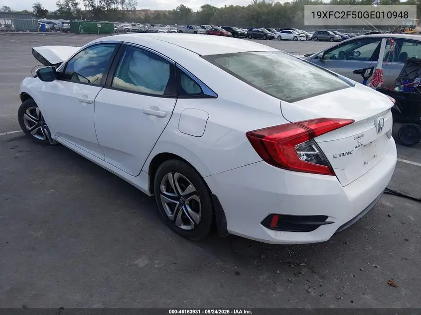 2016 HONDA CIVIC VIN 19XFC2F50GE010948 — фото 3