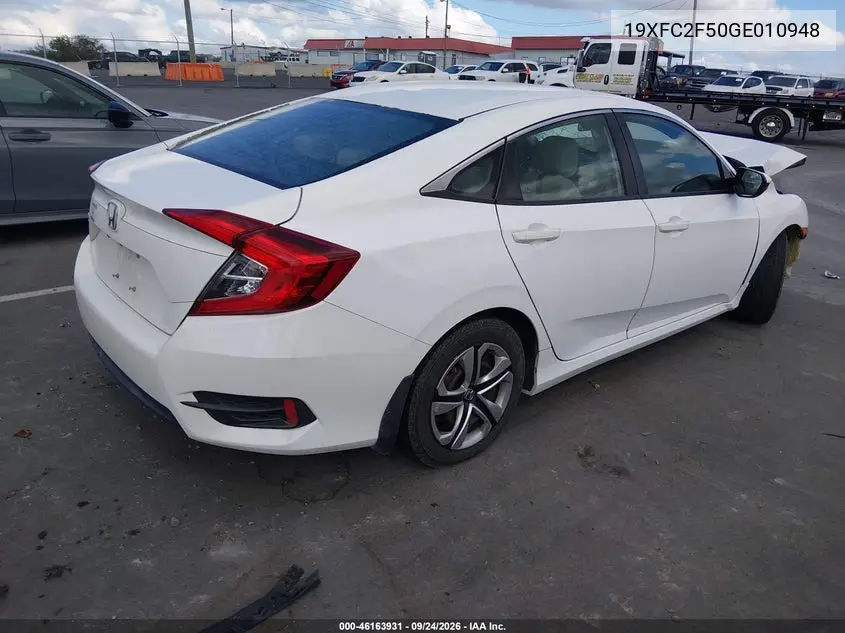 2016 HONDA CIVIC VIN 19XFC2F50GE010948 — фото 4