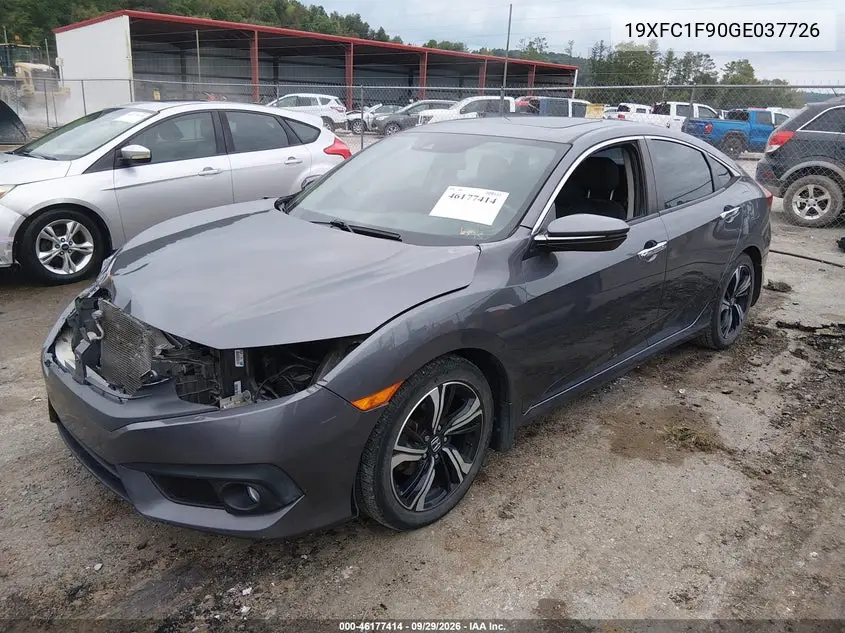 2016 HONDA CIVIC VIN 19XFC1F90GE037726 — фото 2