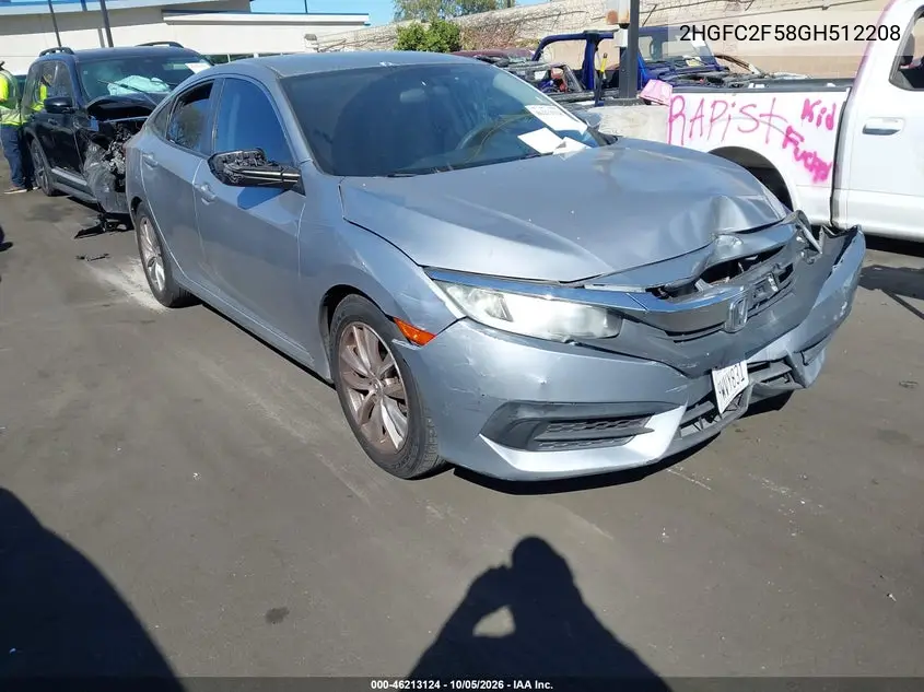 HONDA CIVIC 2016, VIN 2HGFC2F58GH512208