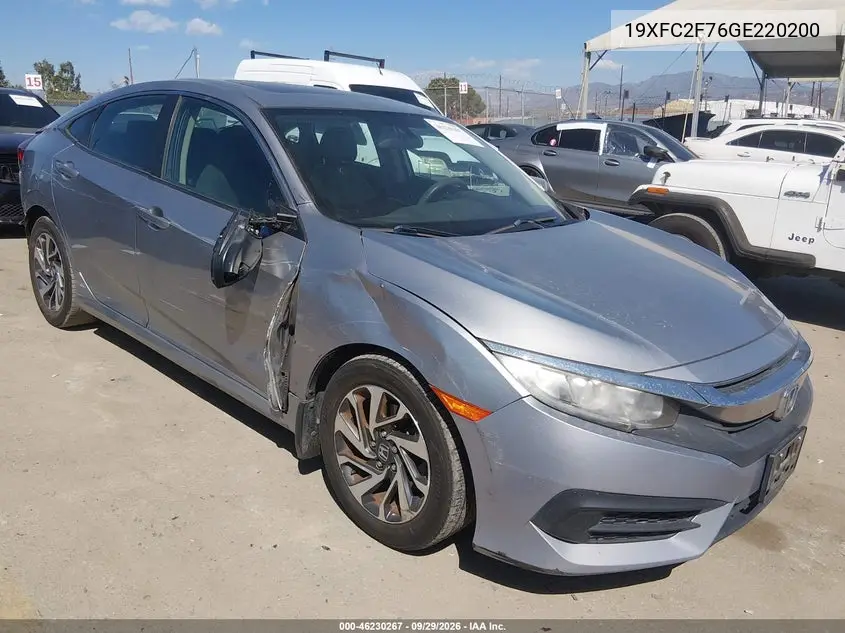 HONDA CIVIC 2016, VIN 19XFC2F76GE220200