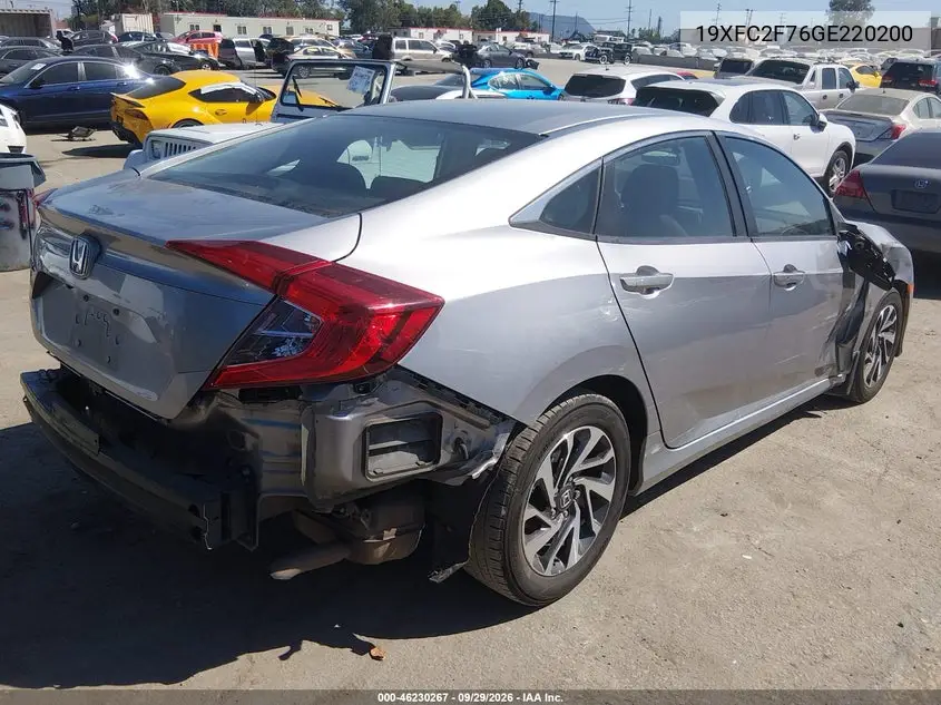 2016 HONDA CIVIC VIN 19XFC2F76GE220200 — фото 4