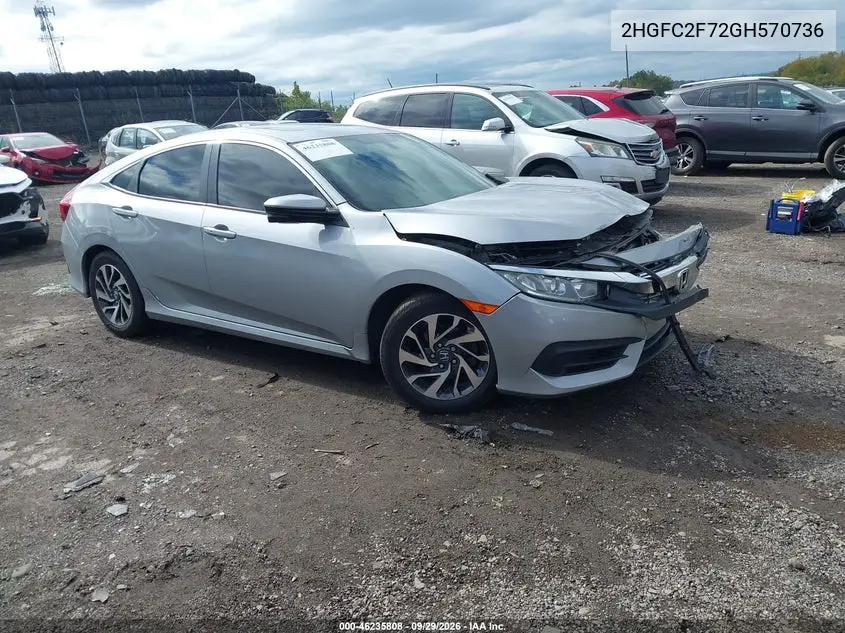 HONDA CIVIC 2016, VIN 2HGFC2F72GH570736