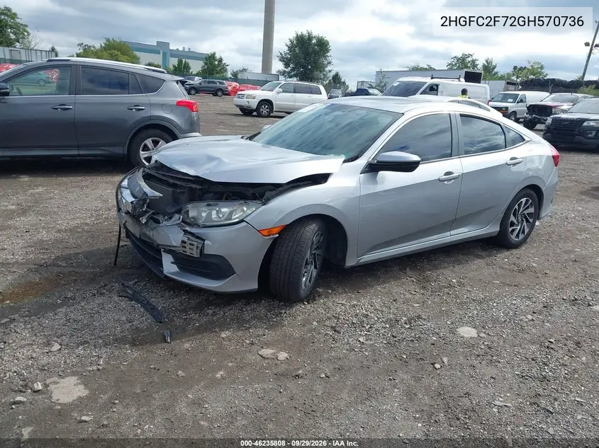 2016 HONDA CIVIC VIN 2HGFC2F72GH570736 — фото 2