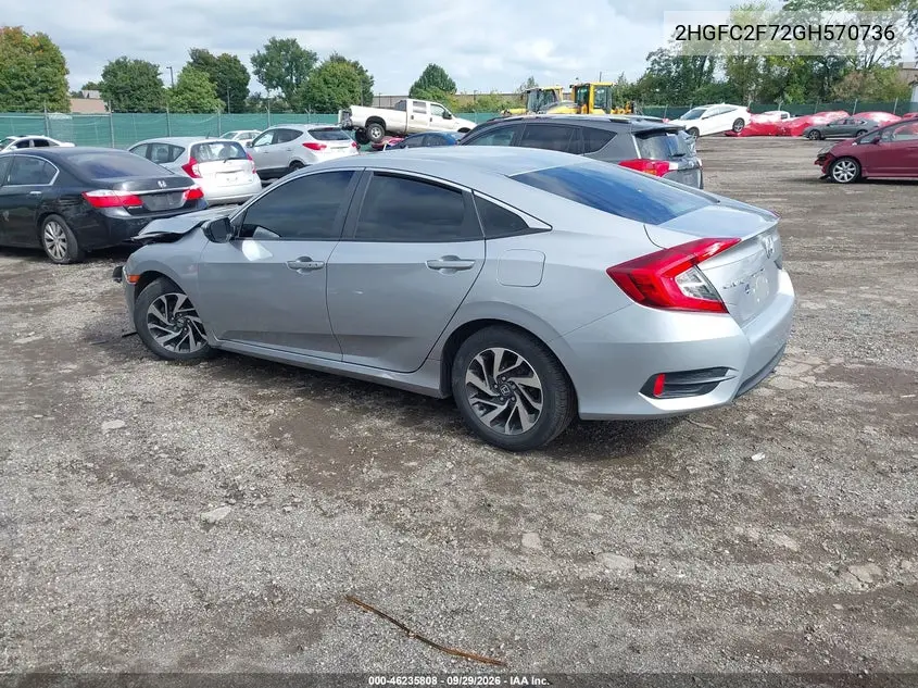2016 HONDA CIVIC VIN 2HGFC2F72GH570736 — фото 3