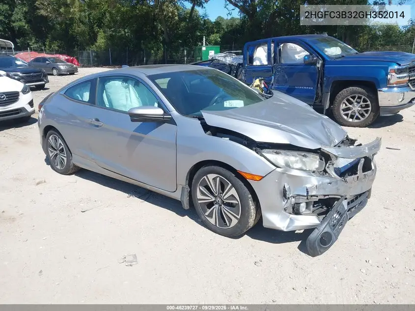 HONDA CIVIC 2016, VIN 2HGFC3B32GH352014