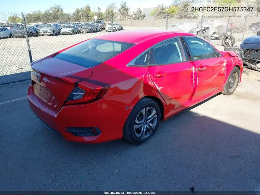 2016 HONDA CIVIC VIN 2HGFC2F57GH575347 — фото 4