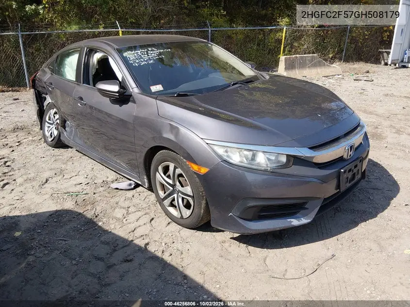 HONDA CIVIC 2016, VIN 2HGFC2F57GH508179