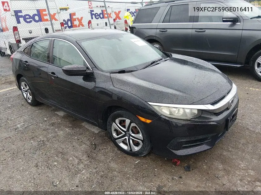 HONDA CIVIC 2016, VIN 19XFC2F59GE016411
