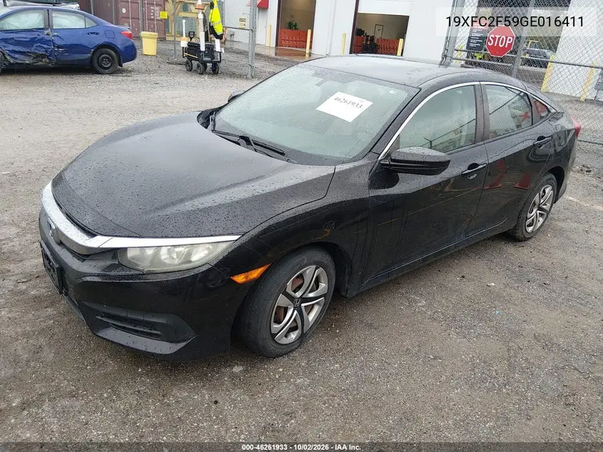 2016 HONDA CIVIC VIN 19XFC2F59GE016411 — фото 2