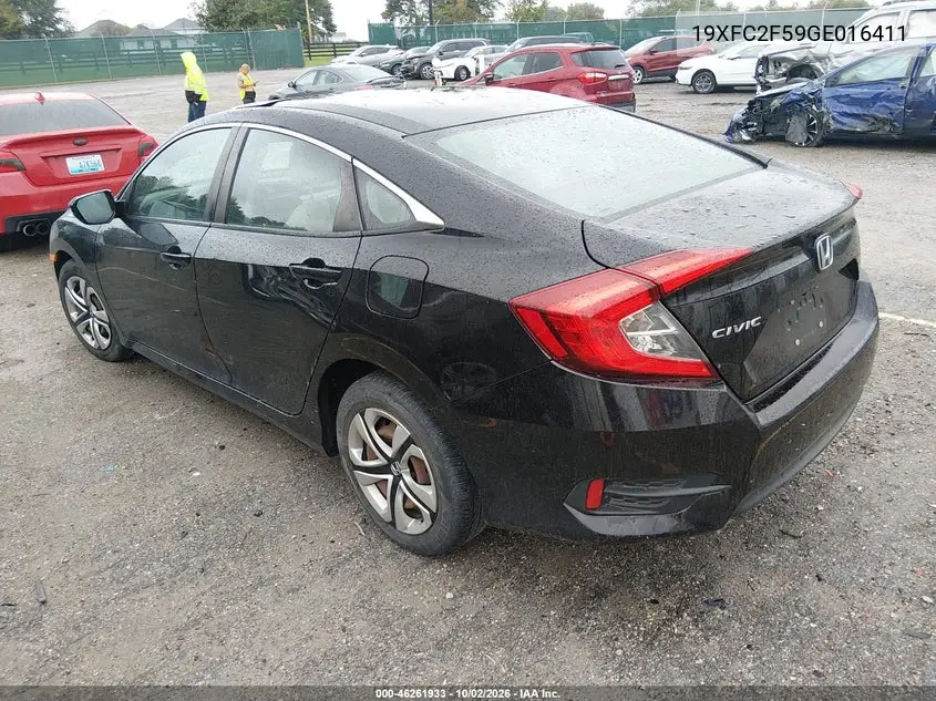 2016 HONDA CIVIC VIN 19XFC2F59GE016411 — фото 3