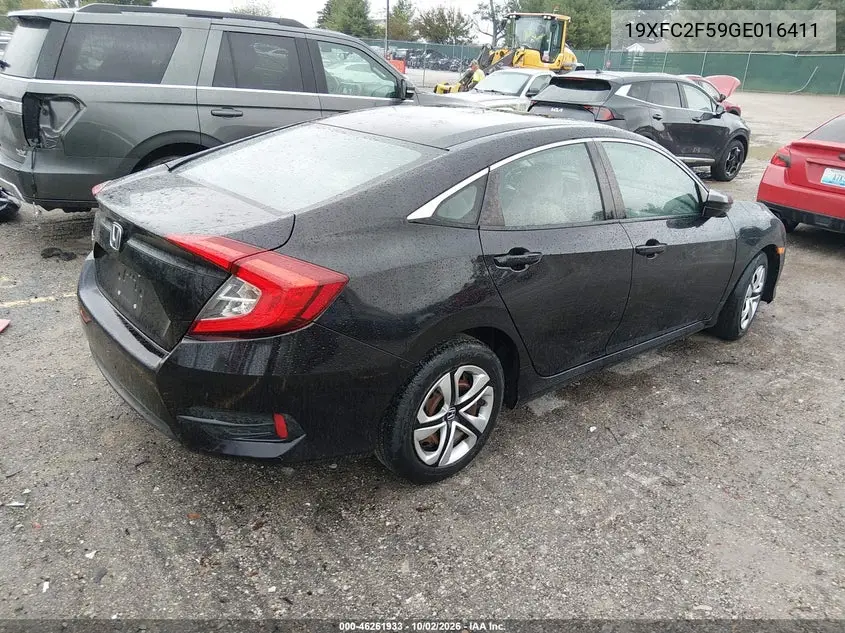 2016 HONDA CIVIC VIN 19XFC2F59GE016411 — фото 4
