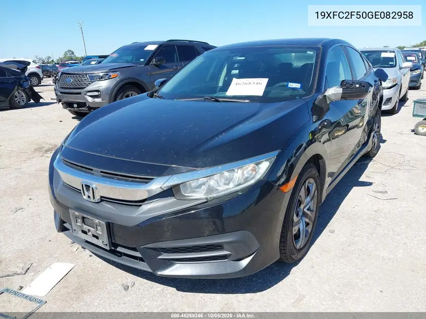 2016 HONDA CIVIC VIN 19XFC2F50GE082958 — фото 2