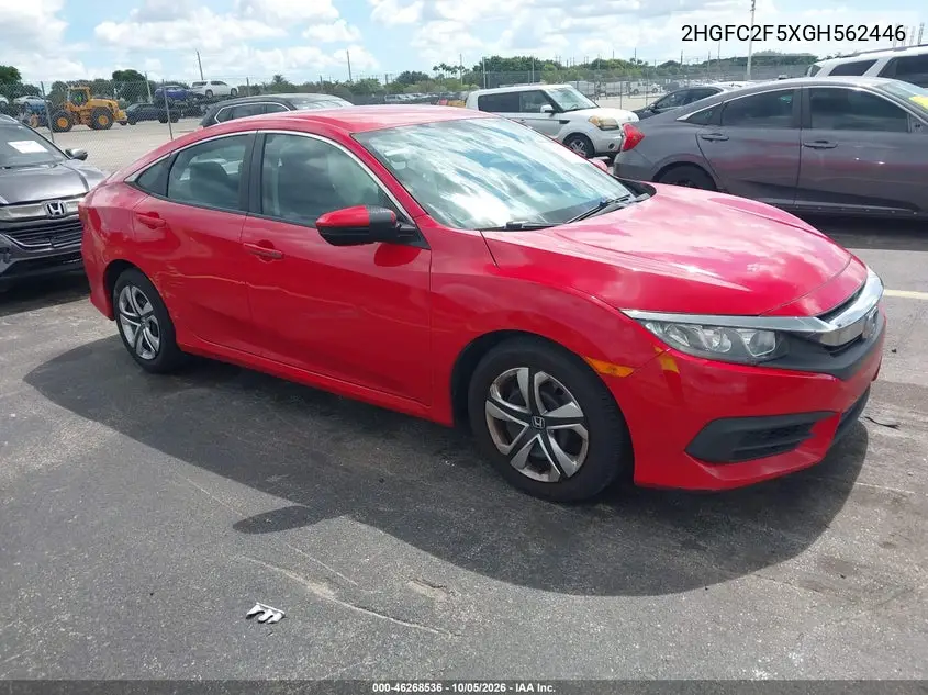 HONDA CIVIC 2016, VIN 2HGFC2F5XGH562446