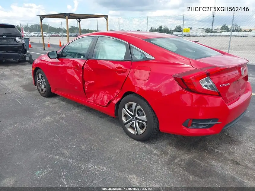 2016 HONDA CIVIC VIN 2HGFC2F5XGH562446 — фото 3