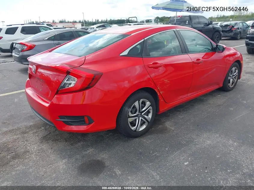 2016 HONDA CIVIC VIN 2HGFC2F5XGH562446 — фото 4