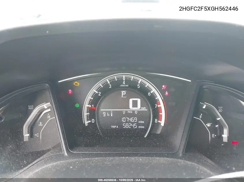2016 HONDA CIVIC VIN 2HGFC2F5XGH562446 — фото 7