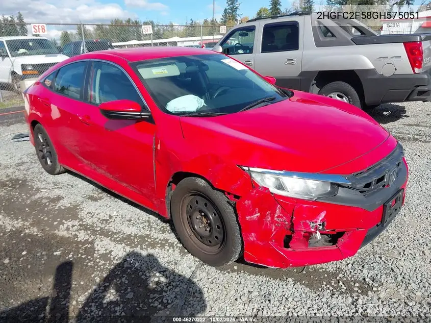 HONDA CIVIC 2016, VIN 2HGFC2F58GH575051