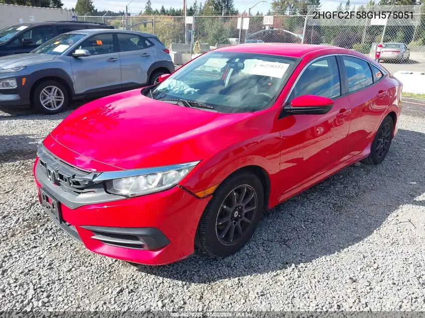 2016 HONDA CIVIC VIN 2HGFC2F58GH575051 — фото 2