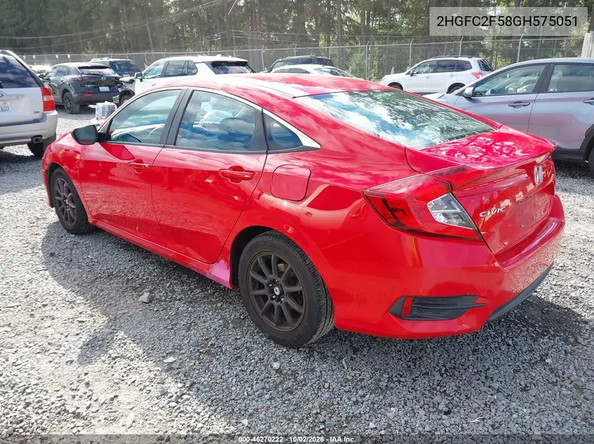 2016 HONDA CIVIC VIN 2HGFC2F58GH575051 — фото 3