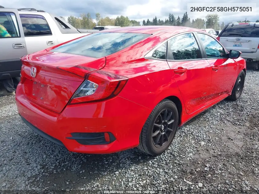 2016 HONDA CIVIC VIN 2HGFC2F58GH575051 — фото 4