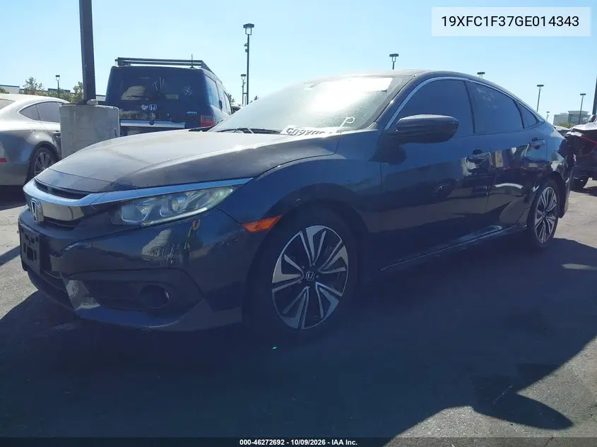 2016 HONDA CIVIC VIN 19XFC1F37GE014343 — фото 2