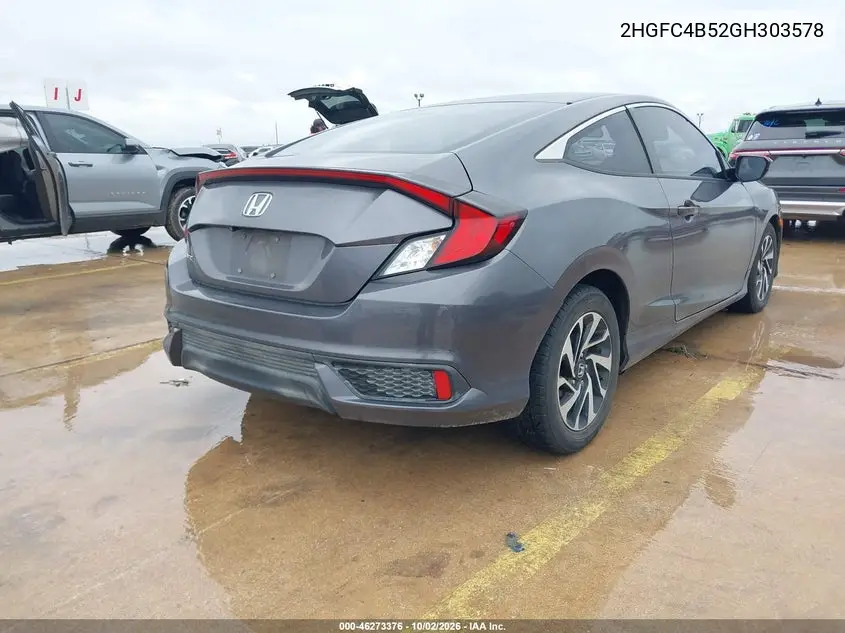 2016 HONDA CIVIC VIN 2HGFC4B52GH303578 — фото 4