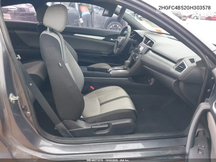 2016 HONDA CIVIC VIN 2HGFC4B52GH303578 — фото 5